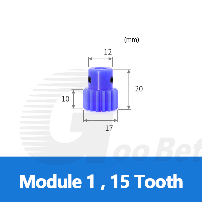 Nylon Mod 1 Spur Gear 15-150 Tooth with Step Pinion Motor Gears Bore 4-16mm Blue
