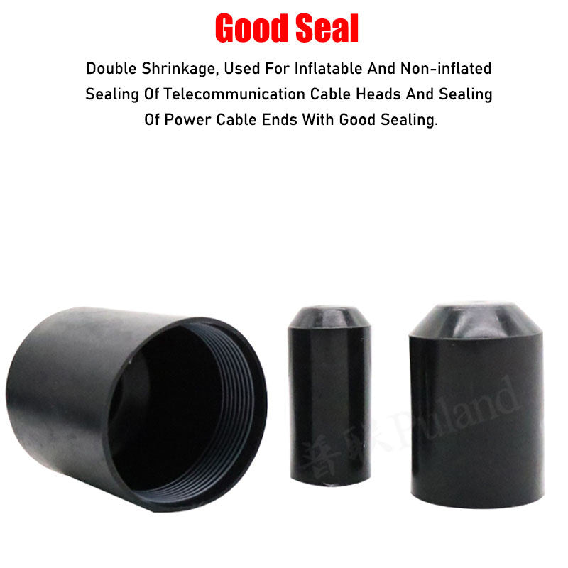 Industrial black 2:1 heat shrink end caps (13mm-130mm) adhesive lined, 35KV voltage insulation