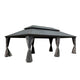 14x24 ft Hardtop Gazebo with Double Roof, Built-in Gutter, Curtains & Netting – Aluminum, Grey