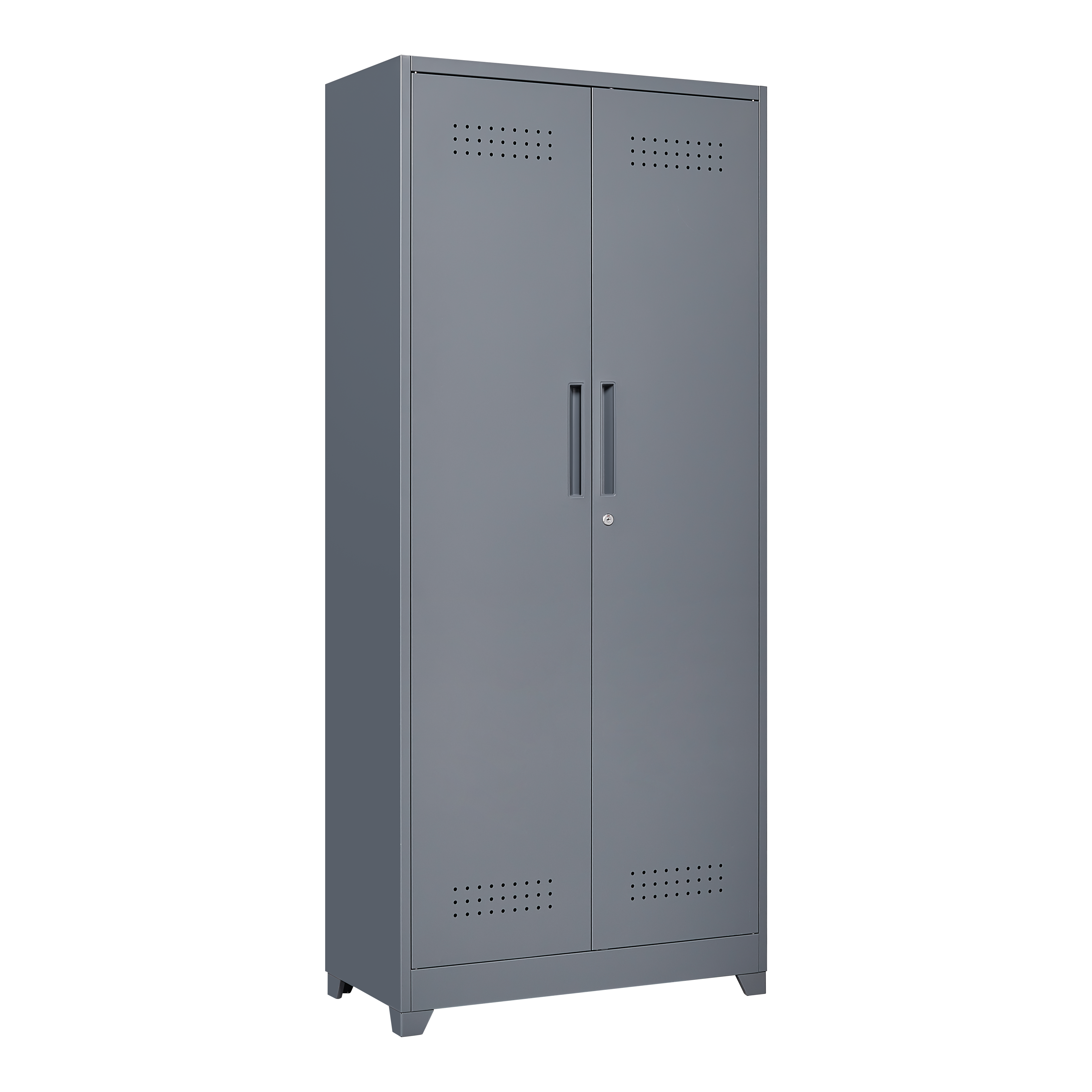 Gray And White Color Metal Lockers, Cleaning Tool Cabinets With Locking Doors, High Broom Tool Storage Cabinets, Adjustable Shelves, Large Cabinets For Kitchens, Offices, Shops.(72.8 Inches)
