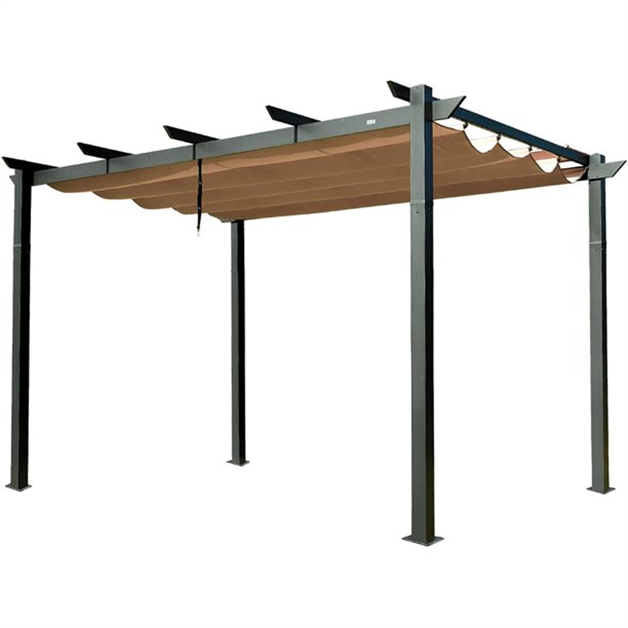 13x10 ft Aluminum Retractable Pergola with Canopy – Beige, Backyard & Deck