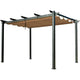 13x10 ft Aluminum Retractable Pergola with Canopy – Beige, Backyard & Deck