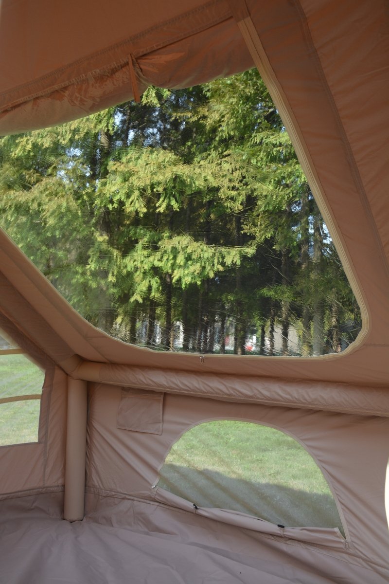 Inflatable Camping Tent Easy Setup 4 Season Glamping Tent with High Performance Inflatable Structure 4 - 6 Persons Waterproof Windproof Outdoor Self - Supporting Blow up Tent Air Tent Portable House Beige - HomeDIYer