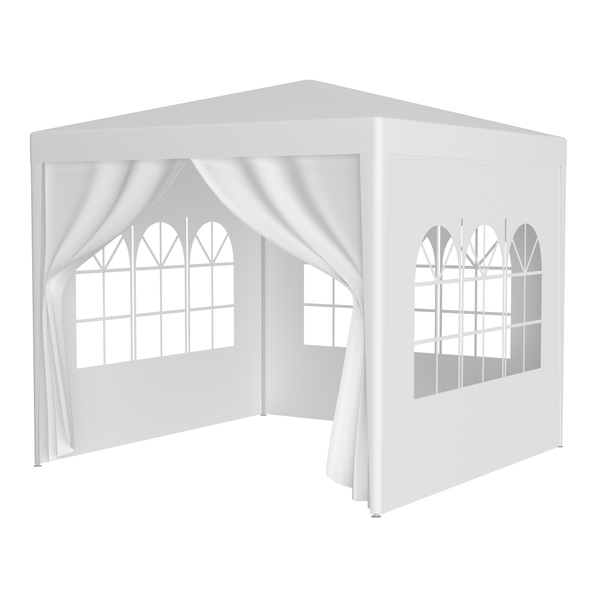 10x10 ft Party Tent with 4 Removable Sidewalls, Tool-Free Setup, UV & Water-Resistant PE, Powder-Coated Frame – White