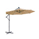 10 ft Cantilever Patio Umbrella with 32 Solar LED Lights, Crank Lift, Wind Vent – Taupe