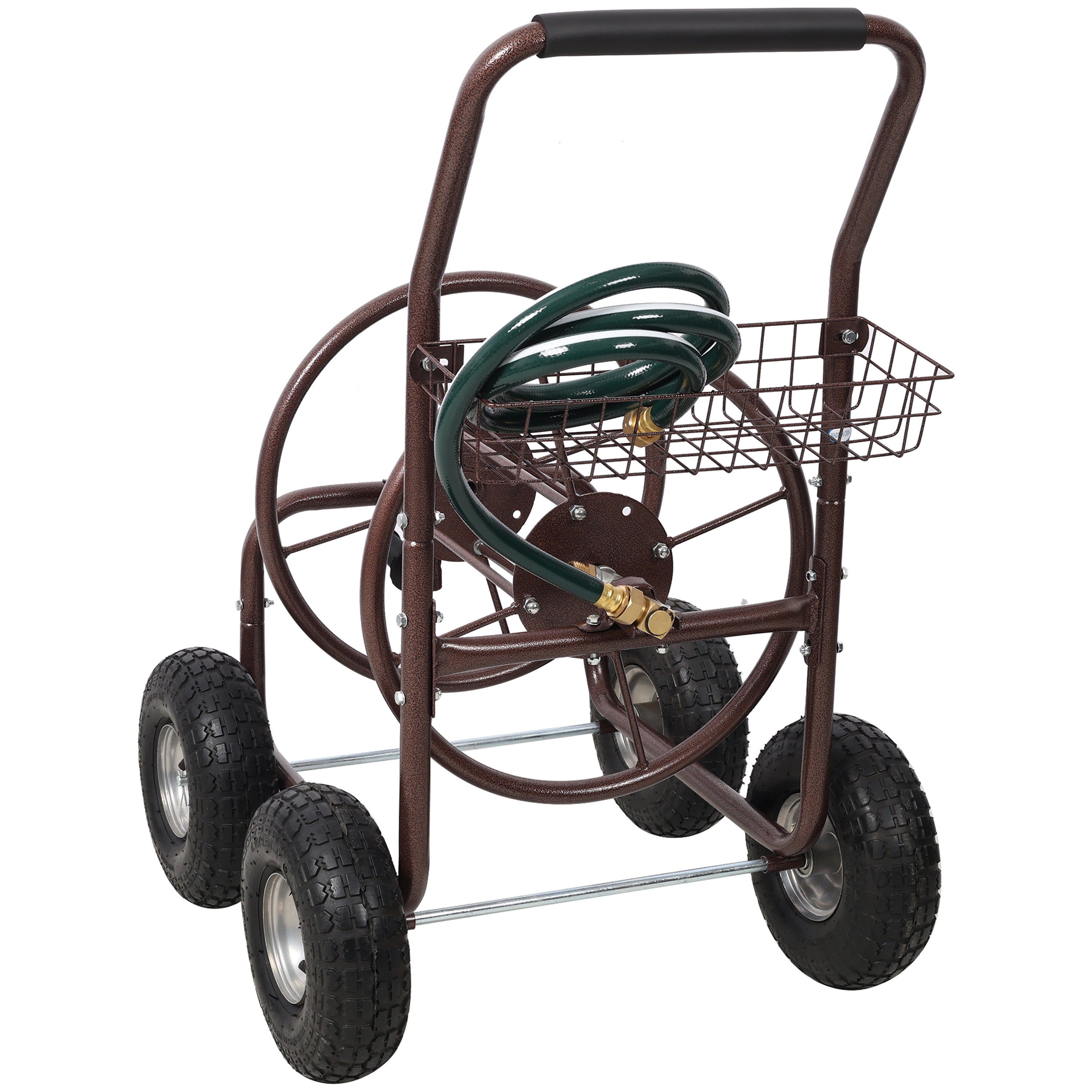 Expressions Metal Hose Reel Cart with Wheels - Heavy Duty Hose Caddie - 250 Ft Hose Capacity