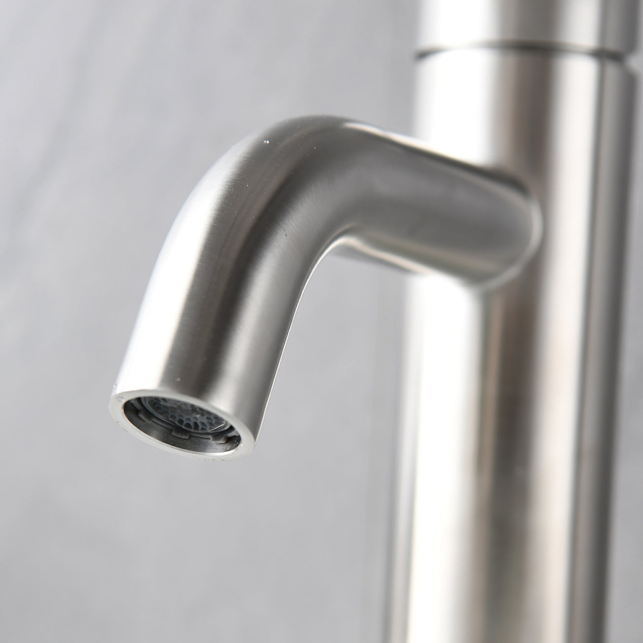 ADA Compliant Single Hole Bathroom Faucet - 6.57" High Stainless Steel Waterfall Faucet Brushed Nickel