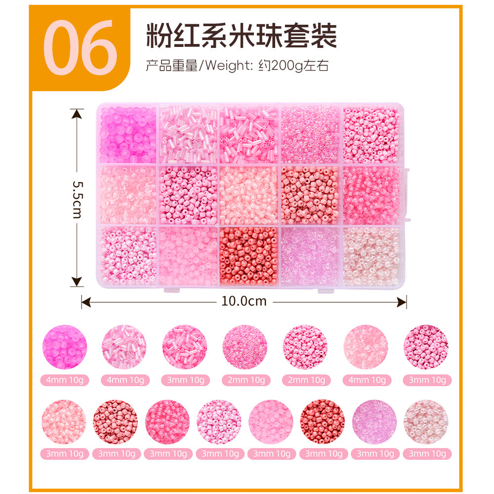 3mm Glass Rice Bead Set – 15-Slot DIY Bracelet & Necklace Making Kit, 9 Colors