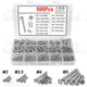 500pcs Assorted Pan Pozi Head Self Tapping Screws Stainless Steel M3 M3.5 M4 M5