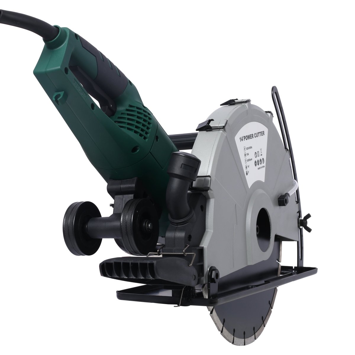 Portable 14" Wet/Dry Electric Corded Circular Concrete Saw/Power Angle Cutter 2600W w/Water Line & Guide Roller (With Blade)ETL certificate. - HomeDIYer