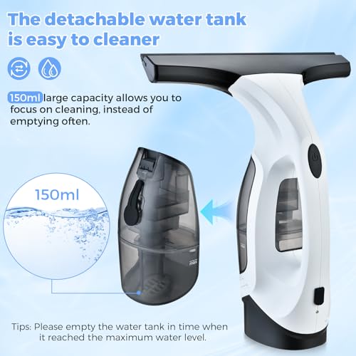 Cordless Window Vacuum Cleaner, Window Cleaner Squeegee Tool Set, Electric Windown Spray Cleaning Tool with 10 inch Squeegee Blade for Showers,Mirrors,Glass,Countertops,and Tiles, 2200mAh - HomeDIYer