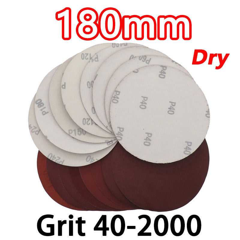 180mm Dry Sanding Discs with Black Hook Loop Backing - 40-2000 Grit for HomeDIYer Wood/Metal Sanding