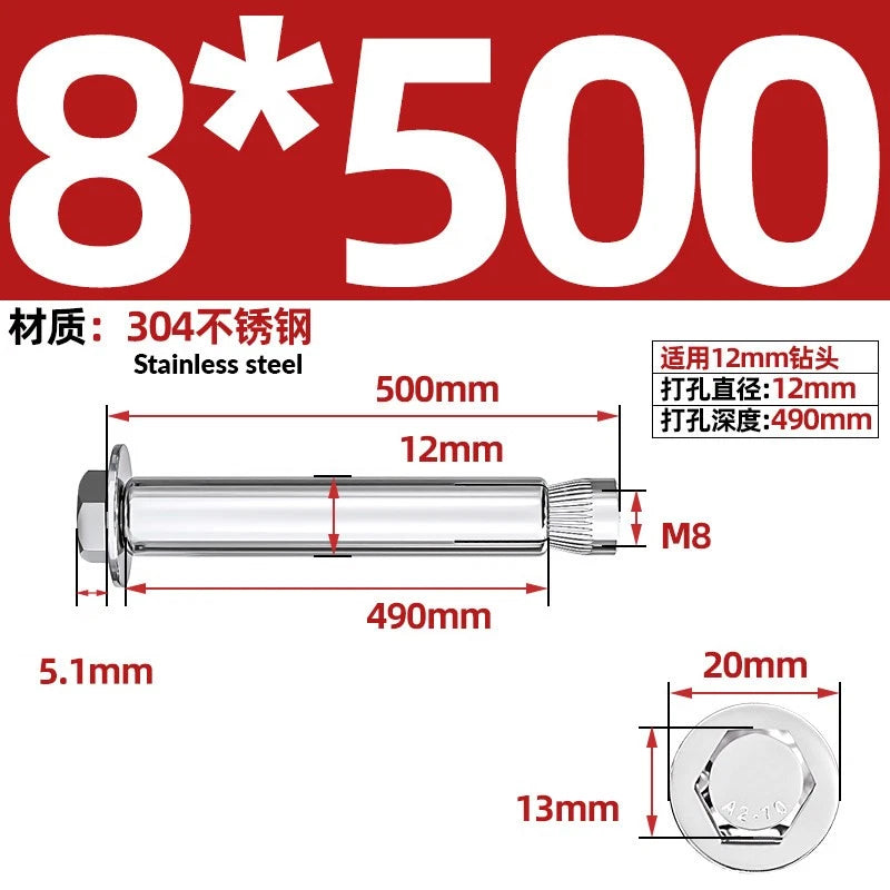 Stainless Steel Masonry Concrete Expansion Anchor Bolt — M6 M8 M10 M12 M16 | 304 & 201 SS
