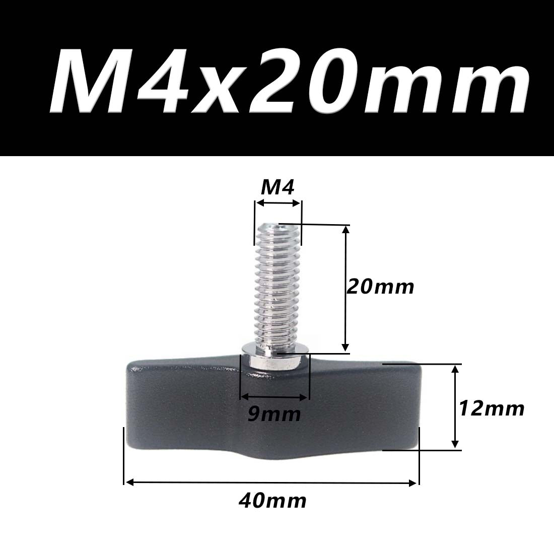 1/4 M4 M5 M6 Clamping Thumb Screw Tee Wing Knob Head Hand Grip Bolt Aluminum - HomeDIYer