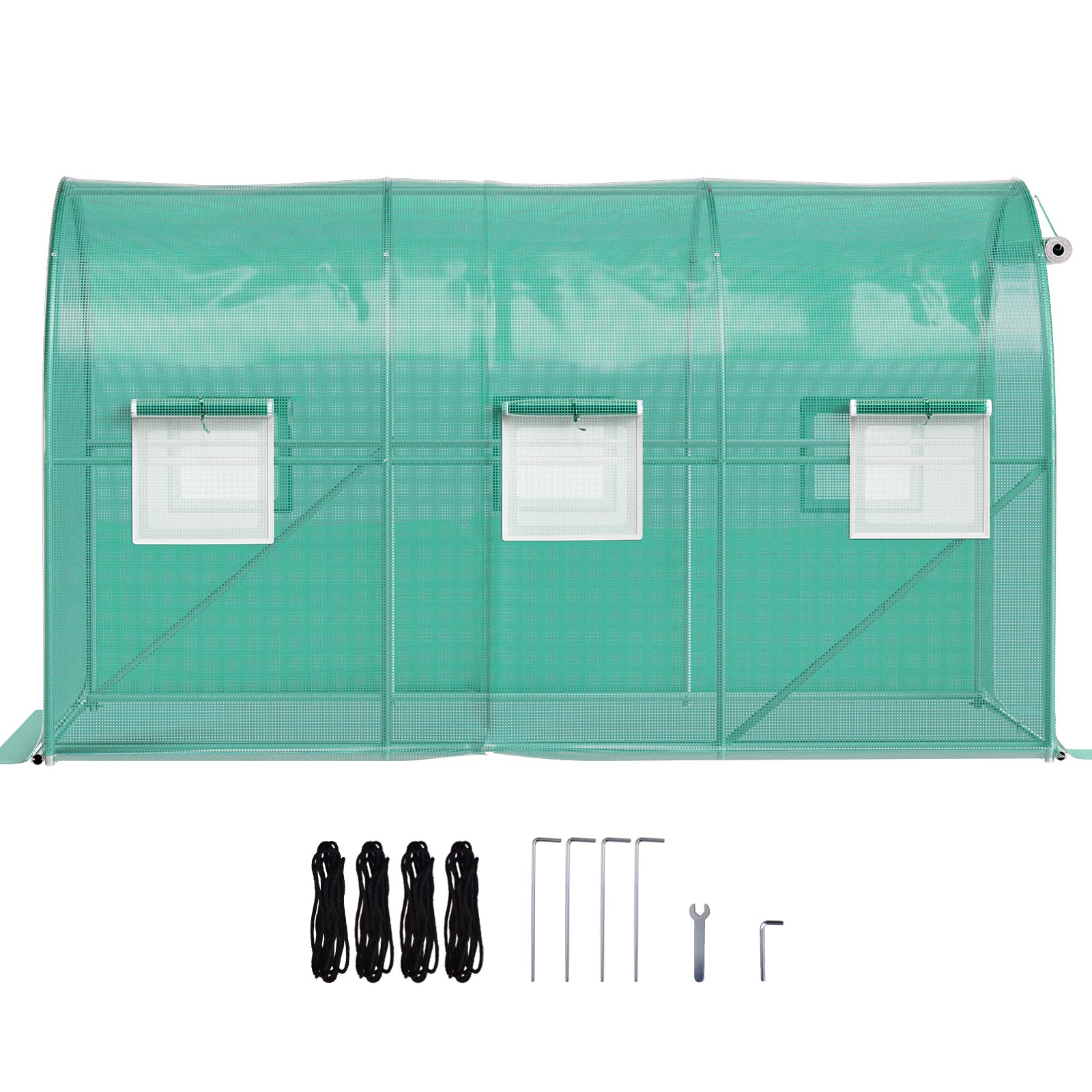 12ft x 7ft x 7ft Walk‑In Tunnel Greenhouse — Galvanized Steel Frame Roll‑Up Windows & Zippered Door Green
