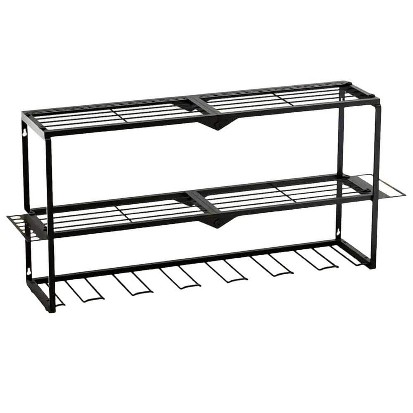 Heavy Duty Metal Power Tool Organizer, 7-Slot Cordless Drill Holder Rack, 150 lb Capacity, Pegboard Compatible, Black