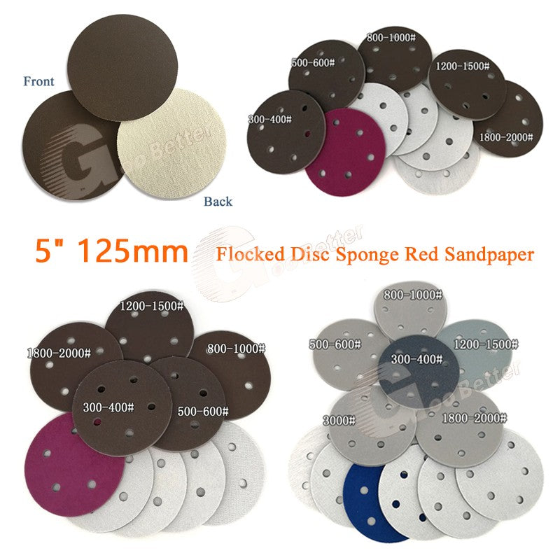 5" 125mm Sponge Red Sandpaper Wet & Dry Polishing Sanding Paper 300P-3000P