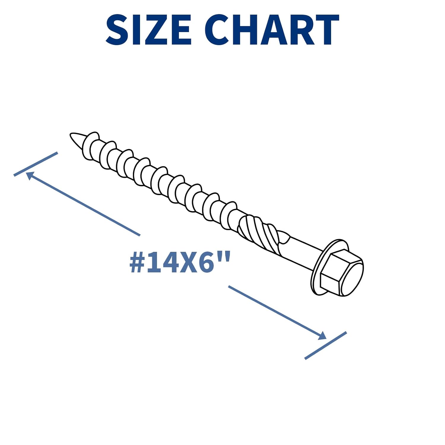 50Pcs #14 x 6" Heavy Duty Lag Screws – Structural Wood Screws, Hex Washer Head, Black Rust Resistant Coated, Hex Socket Included