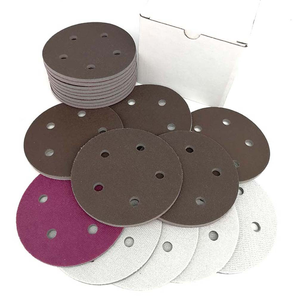 5"（125mm）Hook & Loop Sponge Sandpaper 5 Hole Red Sanding Discs 300 - 2000 Grit