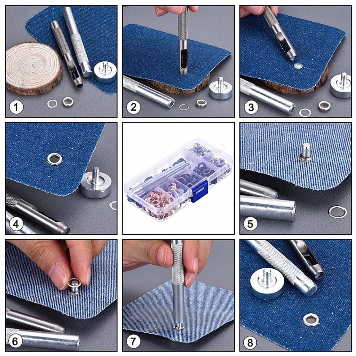 200 Sets Grommet Kit 6mm Metal Eyelet Washer for Leather Fabric Tarp Shoes - HomeDIYer