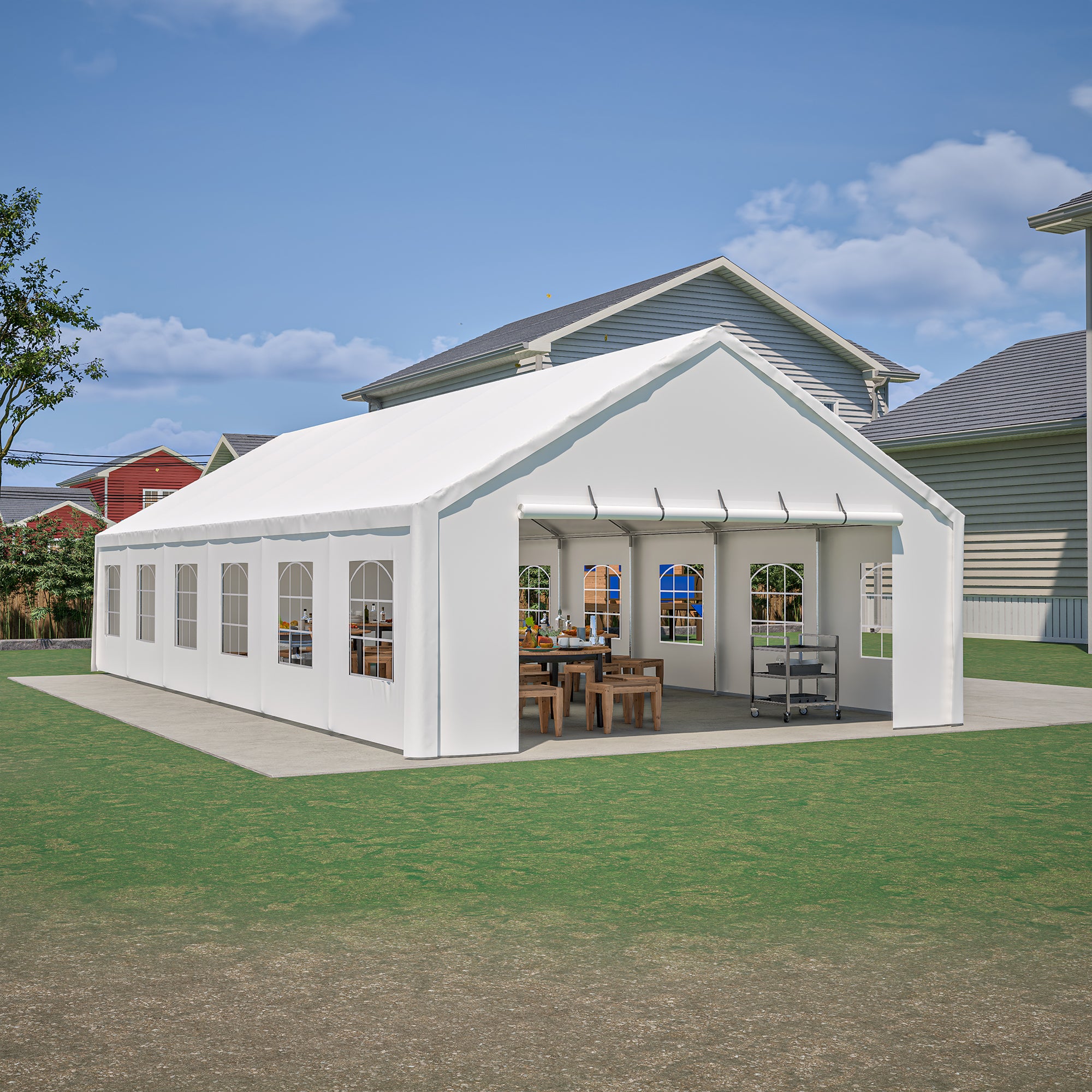 20x40 Ft Heavy-Duty Party Tent with Removable Sidewalls & 3 Storage Bags, White