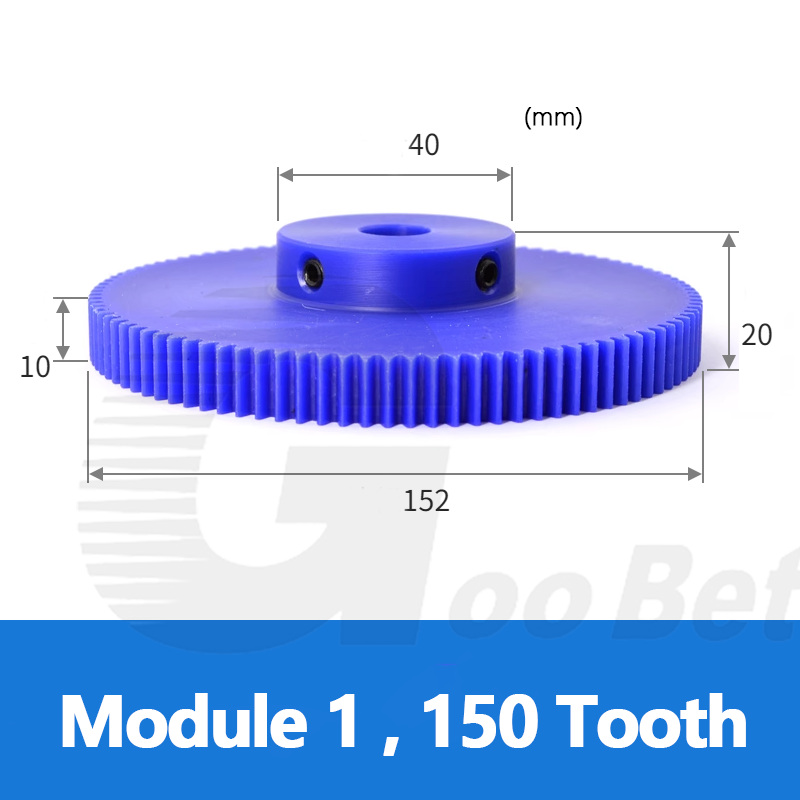 Nylon Mod 1 Spur Gear 15-150 Tooth with Step Pinion Motor Gears Bore 4-16mm Blue