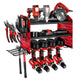 Wall Mount Power Tool Organizer, 3-Tier Rack with 4 Drill Holders & Side Pegboards, 100 lb Capacity, Q235 Steel, Red