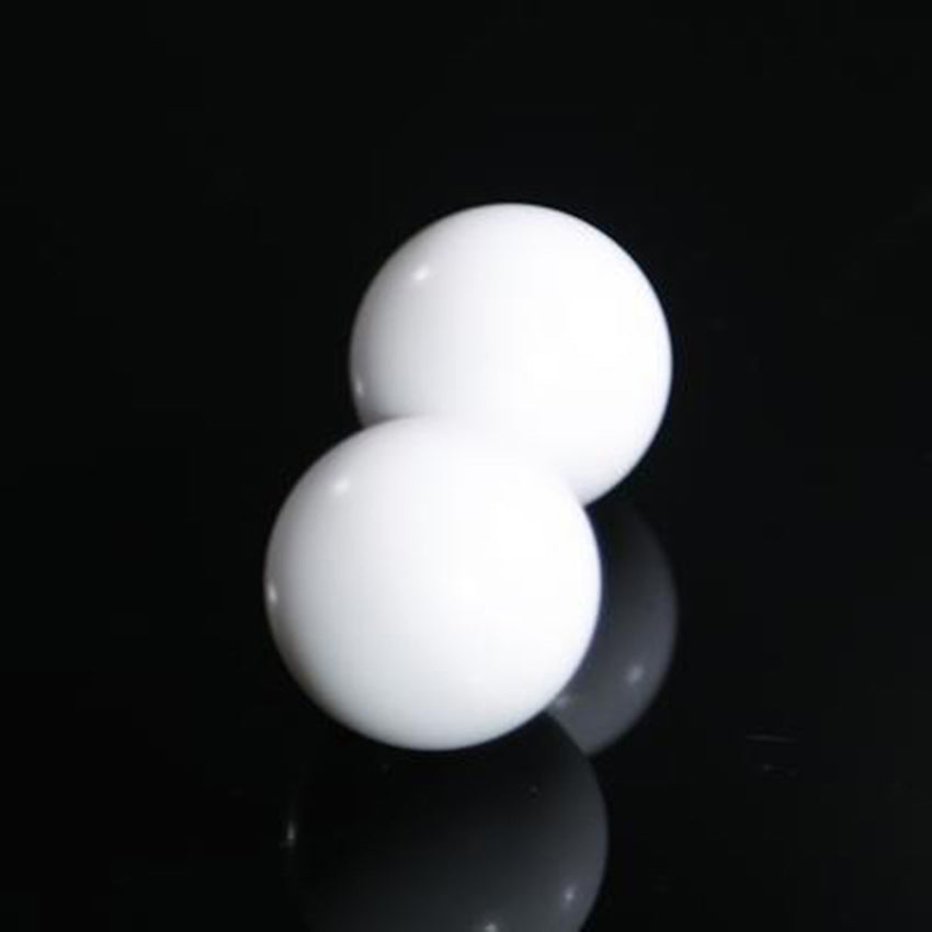 Detailed view of white PTFE seal ball—smooth surface, fits 3-63mm pump/valve specs