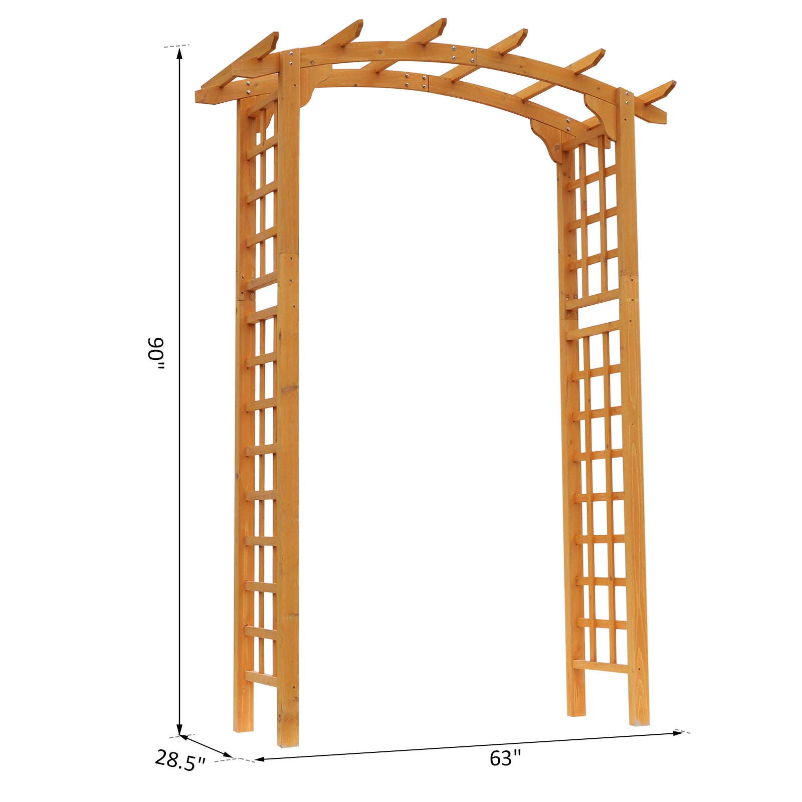 Wood Round Outdoor Garden Pergola Style Arbor Arch Trellis