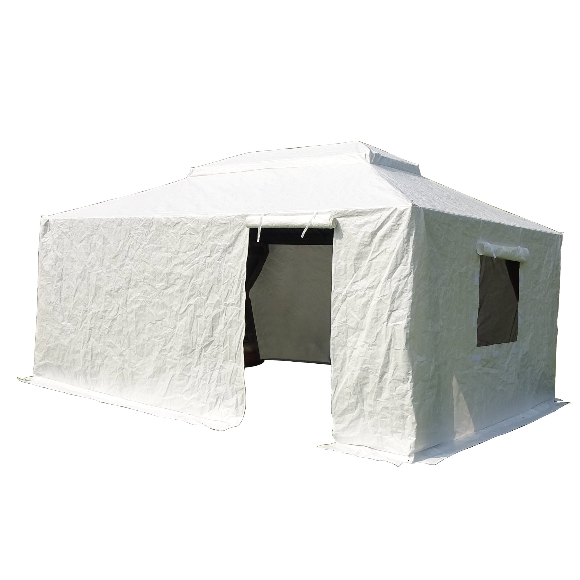 12x16 Gazebo Cover for Hardtop Gazebos, Waterproof PE Sidewalls, Mesh Windows, Zippered Door, White