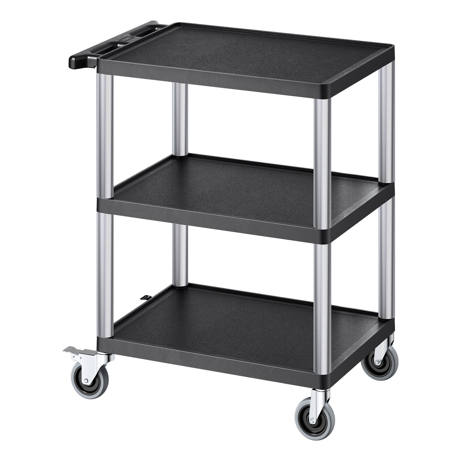3-shelf Utility Cart 300 lbs 27.6 x 18.1-inch Service Cart with Wheels