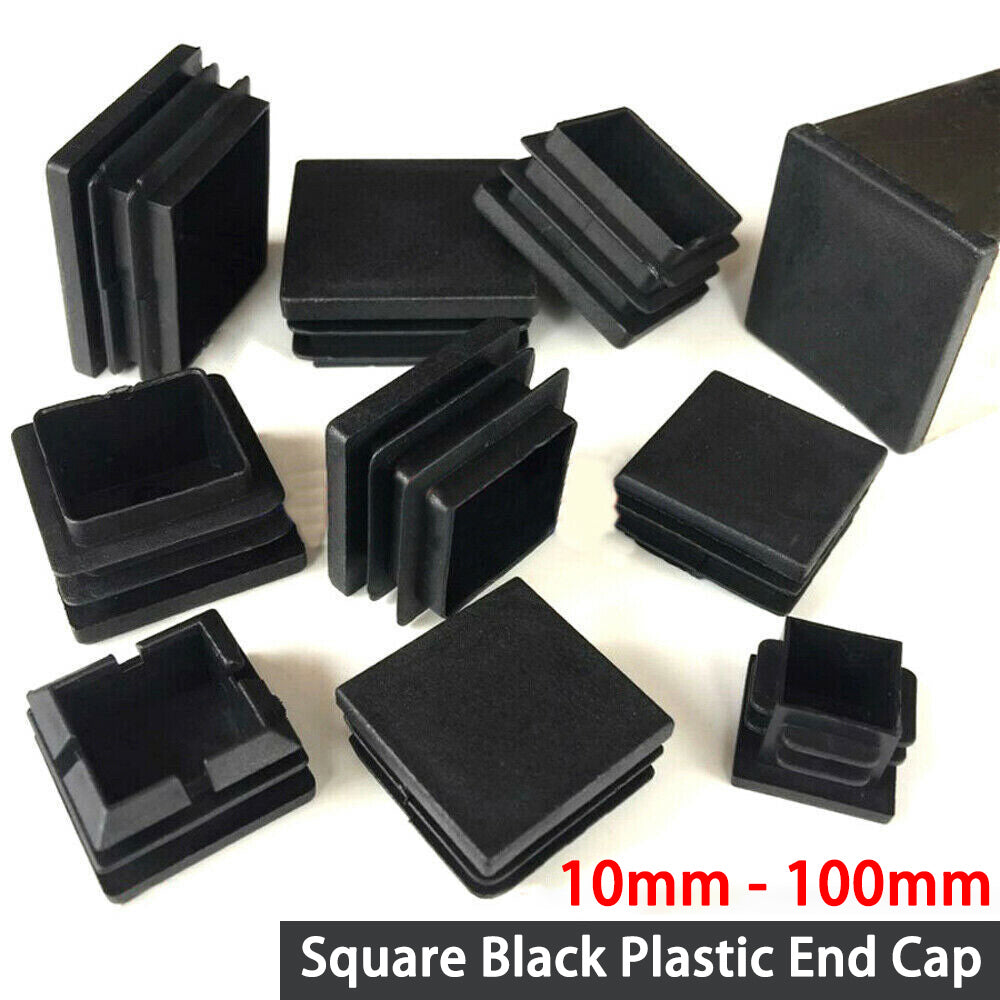 HomeDIYer Black Square Plastic Blanking End Caps for tube and pipe protection