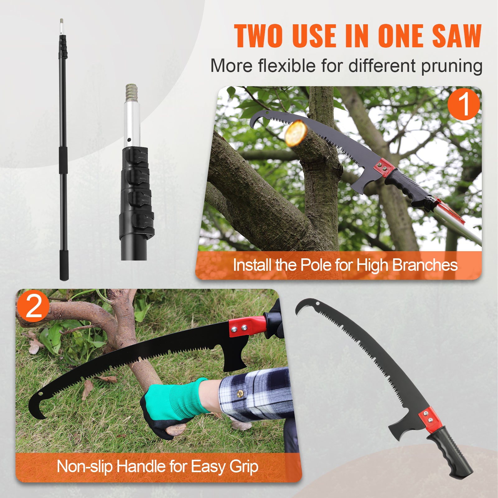 4.9–20 ft Manual Pole Saw – Ultra-Light 6.42 lbs with Chenille Brush & Aluminum Handle