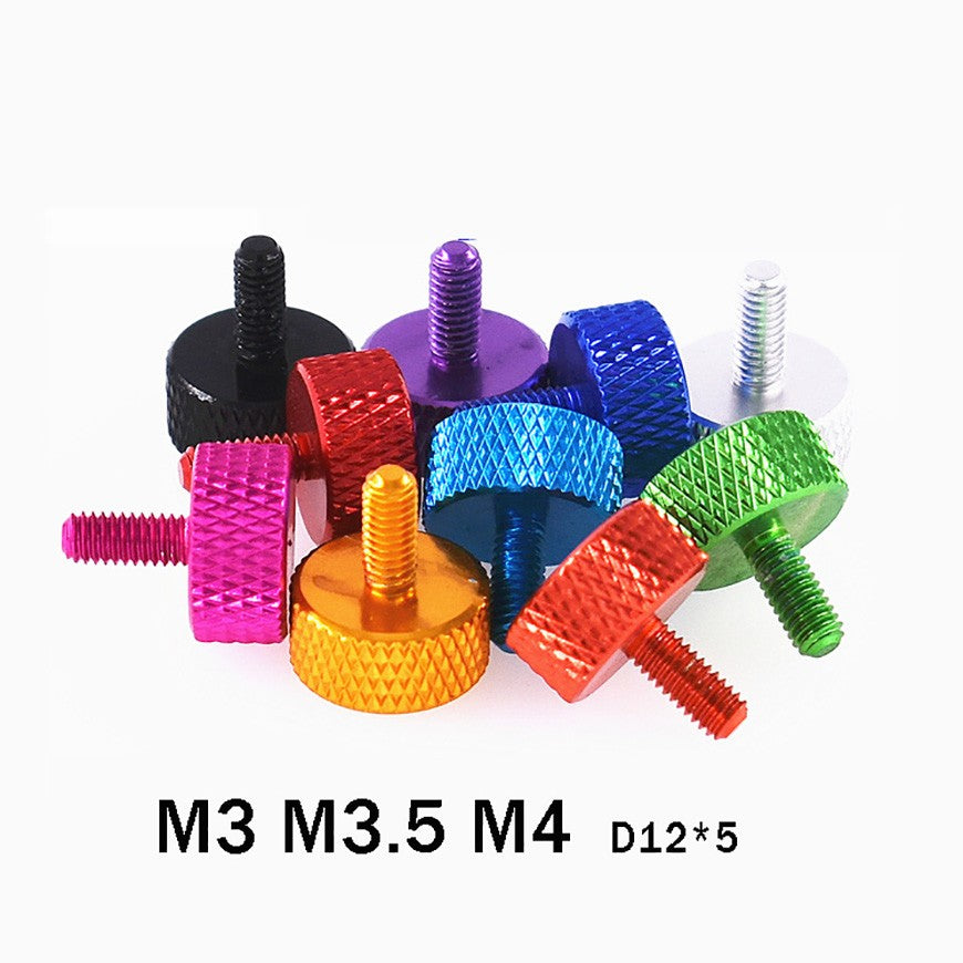 M3 M3.5 M4 Aluminum Alloy Knurled Flat Head Thumb Screws – Anodized, Multi-Color