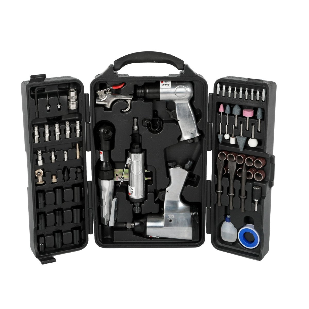 71 Piece Air Tool and Accessories Kit, Impact Wrench, Air Ratchet, Die Grinder, Aire Hammer, Hose Fittings, Storage Case - HomeDIYer