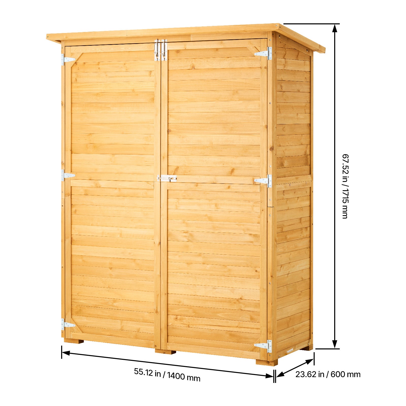 Outdoor Wooden Storage Shed Waterproof Garden Tool Metal Shed 55x67.5 inch