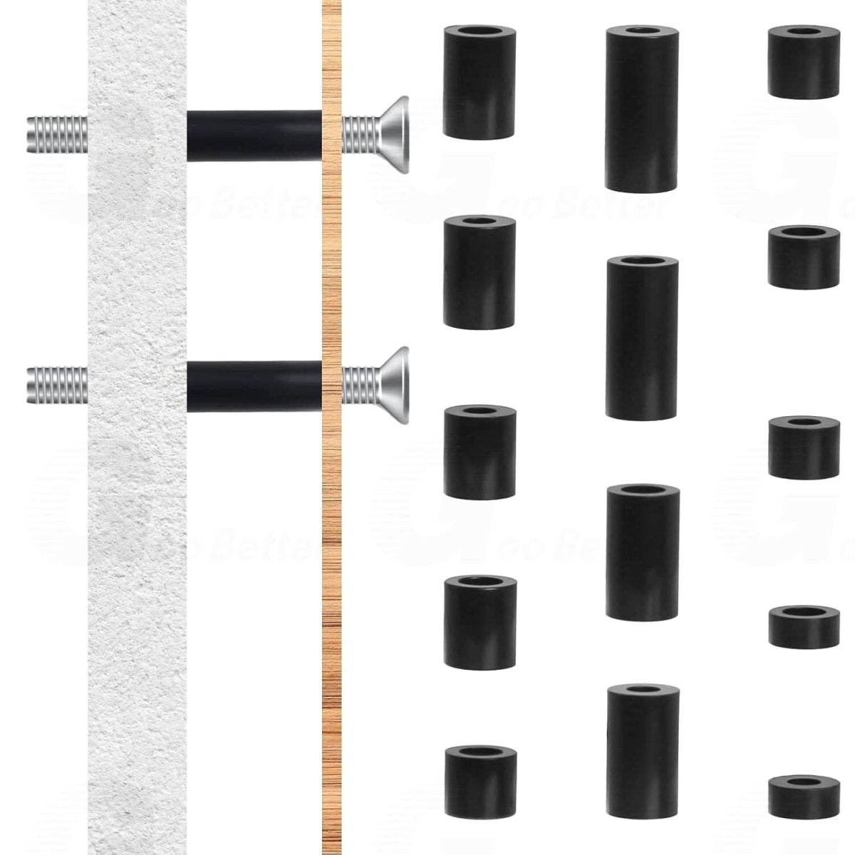 320PCS M3/M4 ABS Plastic Spacers Round Spacer Sleeves Set - Black - HomeDIYer