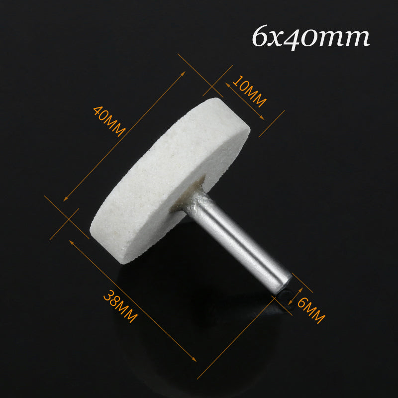 White Corundum Grinding Bit Buffing Sanding Polishing Burr Rotary Tool 6mm Shank