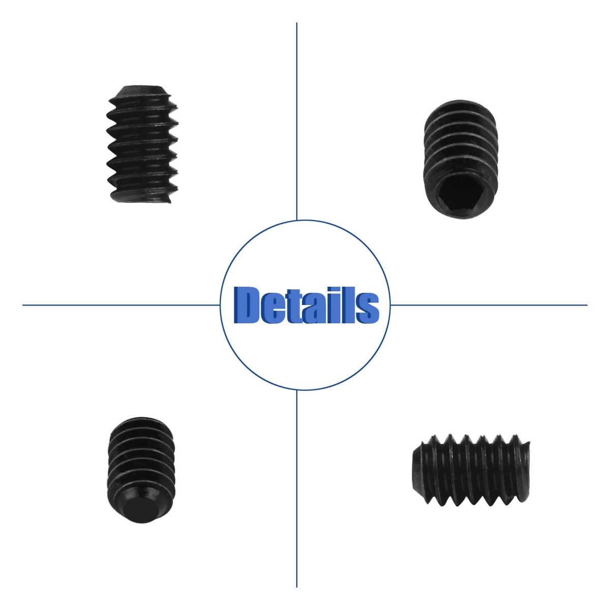 Allen Head Socket Hex Grub Screw Assortment Kit, 300PCS M2.5 - M8 Carbon Steel Internal Hex Drive Cup - Point Set Screws Assortment Kit for Door Handles, Faucet - HomeDIYer
