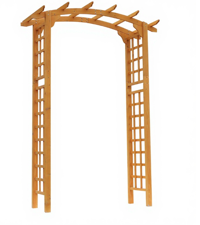 Wood Round Outdoor Garden Pergola Style Arbor Arch Trellis