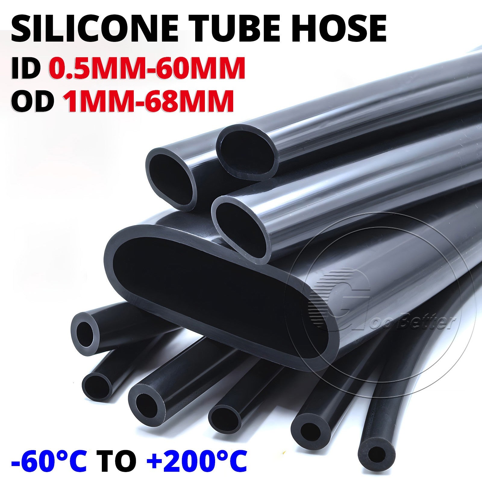 Black Silicone Rubber Tube – ID 0.5–60mm × OD 1–68mm Flexible Hose Pipe
