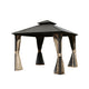 10x10 ft Hardtop Gazebo with Double Roof, Curtains & Netting – Aluminum, Brown