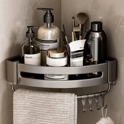 1 Corner Shower Shelf Caddy Adhesive No Drilling Bathroom Shampoo Holder Storage
