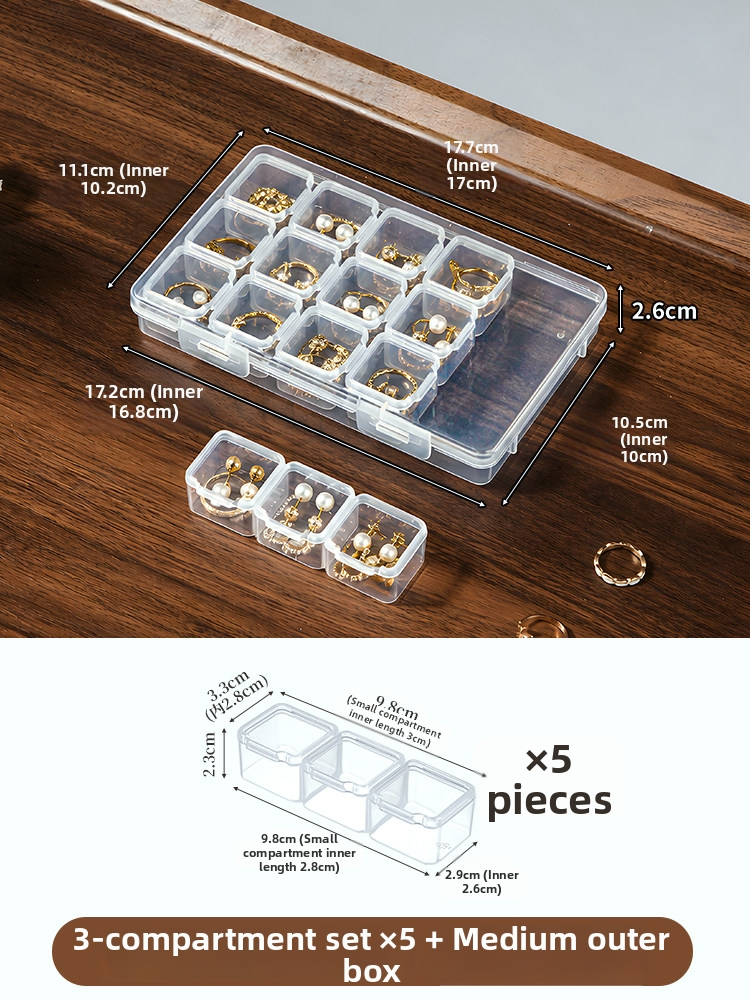 Anti-Tarnish Transparent Jewelry Storage Box – Multi-Compartment for Earrings, Rings & Necklaces