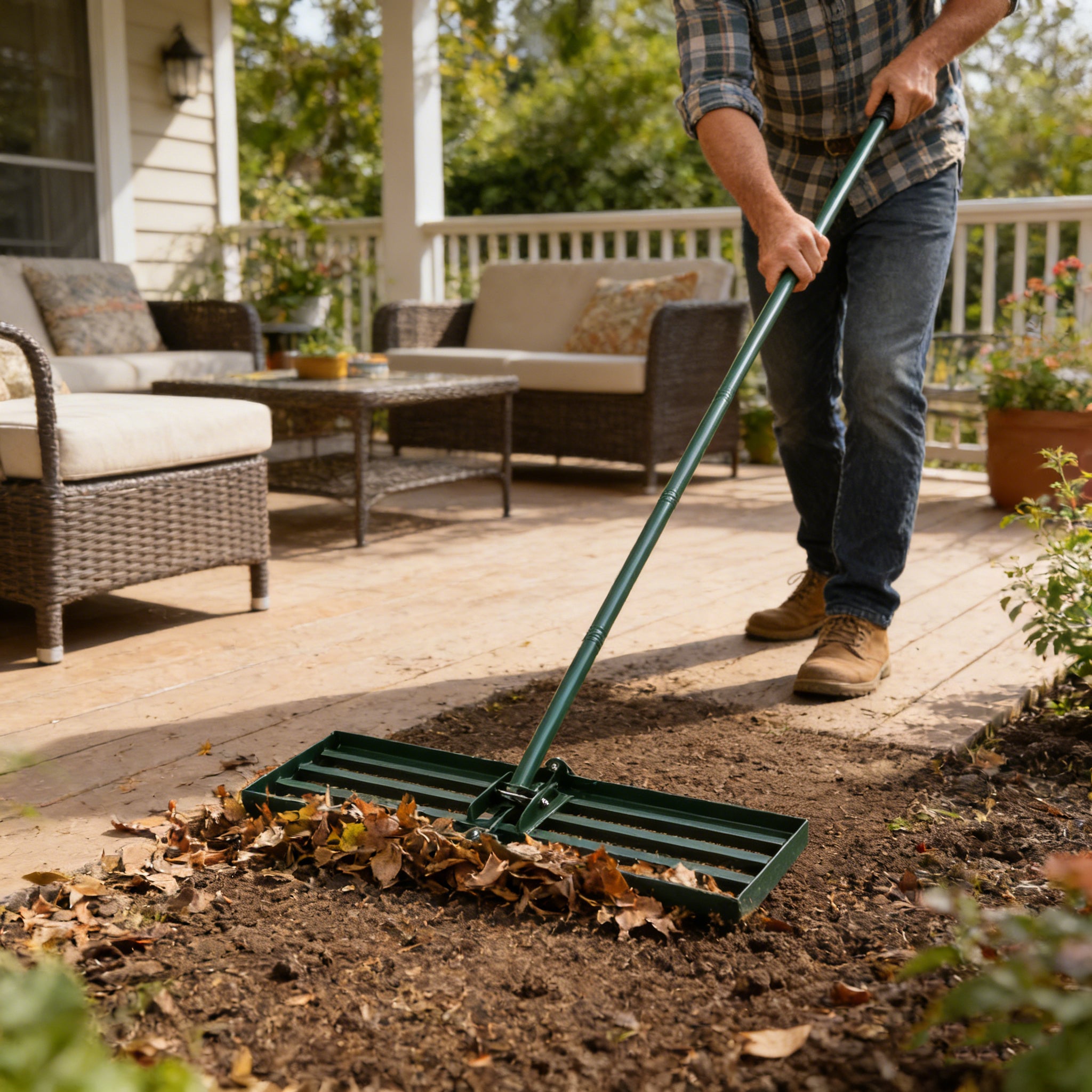 Garden backyard farmland golf course compost sand leveling with 79.5 long handle heavy duty tool lawn leveling rake