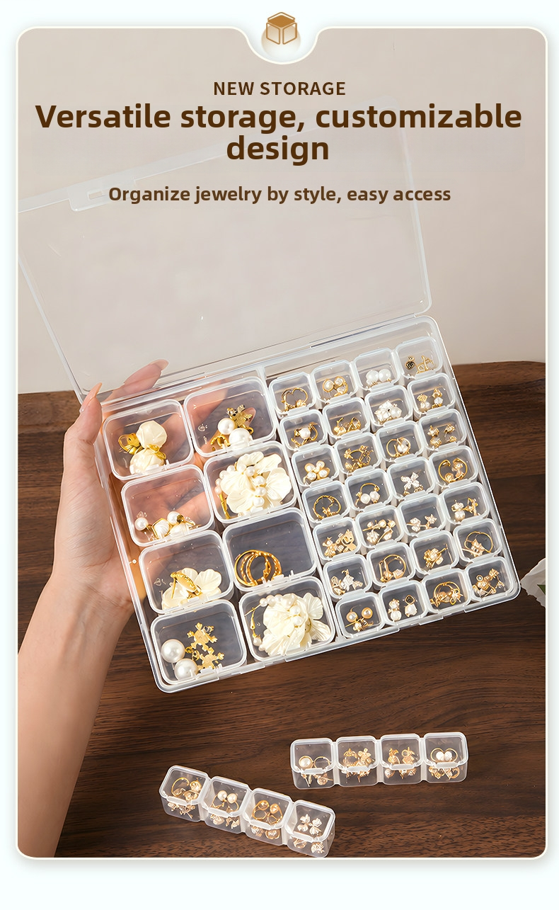 Anti-Tarnish Transparent Jewelry Storage Box – Multi-Compartment for Earrings, Rings & Necklaces