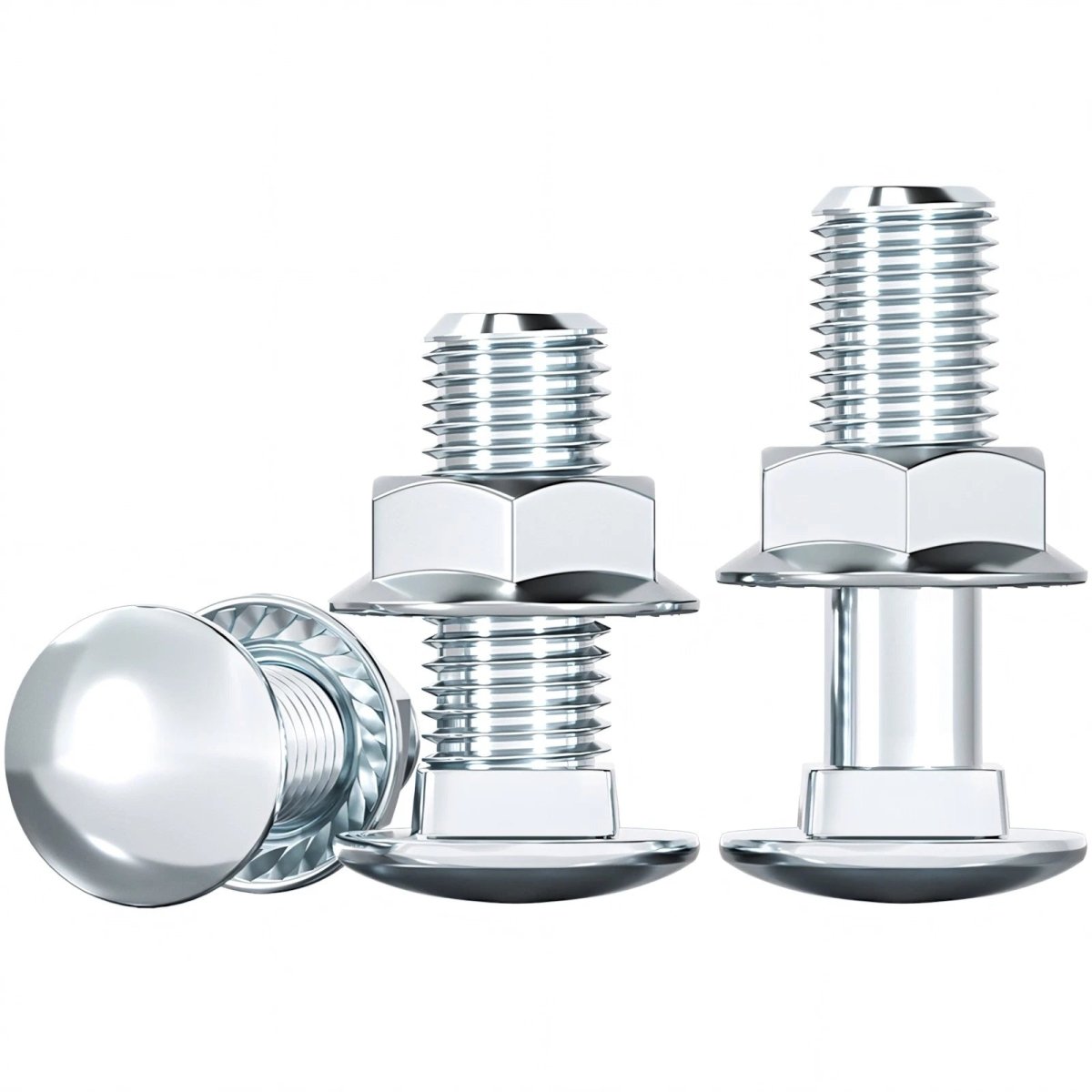 M4 M5 M6 Carriage Bolts with Hex Nuts – Zinc - Plated Steel, Full & Partial Thread - HomeDIYer