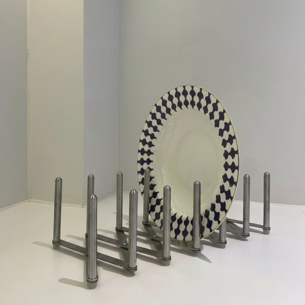 Foldable Stainless Steel Pot Lid & Plate Holder – Adjustable No-Drill Kitchen Rack