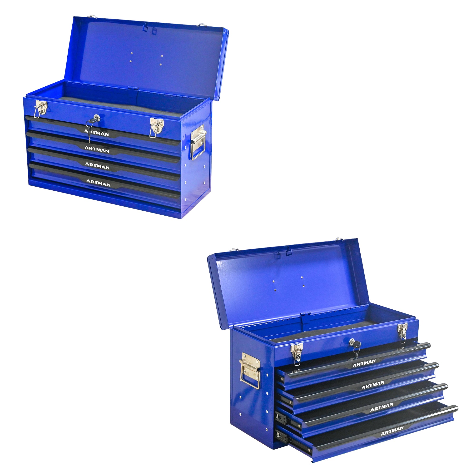 20-inch Steel Tool Box with Drawers – Blue Portable Tool Storage Organizer