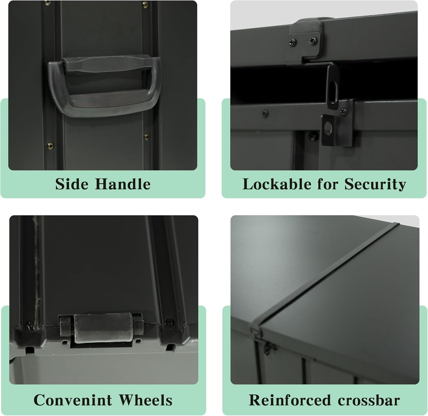 200 Gallon Metal & Plastic Deck Box – Waterproof Outdoor Storage Bench with Lockable Lid, Dark Gray